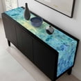 thumbnail image 5 of Turquoise Blue Teal Table Runner 120 Inches Long, Chic Stained Glass Texture Aesthetic Kitchen Coffee Dining Table Decoration for Home Party Birthday Wedding Home Decor 13x120 Inches, 5 of 8