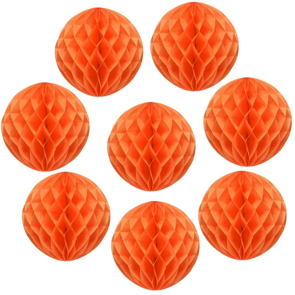 Uxcell 8 Pcs Honeycomb Balls, 4" Dia Honeycomb Flower Paper Pom Poms Paper Flowers Crafts for DIY Crafting Home Decor Birthday Christmas Party, Orange