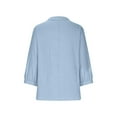thumbnail image 5 of Frostluinai Womens Cotton Linen Shirts 3/4 Roll Up Sleeve Casual V Neck Button Up Dressy Blouses Summer Vacation Oversized Tshirt, 5 of 6