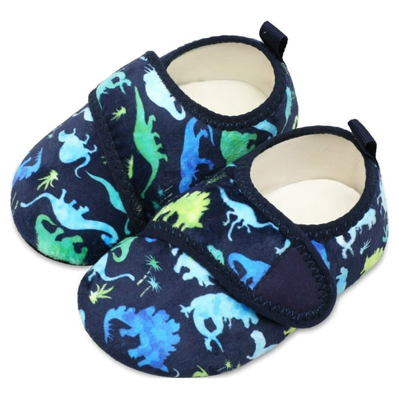 Barerun Toddler Boys Girls Warm Slippers Kids Winter Indoor Household Shoes Blue Dinosaur 5.5-6