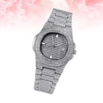 thumbnail image 3 of EeaseMX Reloj de pulsera de circonita para hombre, reloj de diamantes de imitación, reloj de cuarzo de moda, reloj de pulsera de hip hop plateado, 3 of 7