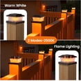 thumbnail image 2 of Fence Post Solar Lights Warm & Flickering Flame Modes LED Fence Post Lights for x Wood Vinyl Posts Solar Powe Auto On/Off Deck Patio Fence Yard Lighting, 2 of 6