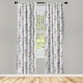 thumbnail image 3 of Ambesonne Lavender Curtains, Stripes and Flowers, Pair of 28"x84", Purple, 3 of 5