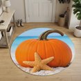 thumbnail image 3 of Round Area Rugs 4Ft, Pumpkin Coastal Non-Slip Washable Circle Rugs Carpet, Thanksgiving Fall Beach Starfish Indoor Outdoor Rug Floor Mats Throw Runner for Bedroom Living Room Bathroom, 3 of 8
