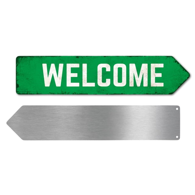 Welcome Metal Sign by DC | Arrow Metal Directional Signage for Indoor & Outdoor | 3x12" Rust-Free Aluminum Sign | Home & Garden Signage UV Protected Road RIGHT Arrow Sign | Made in USA