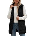 thumbnail image 2 of Sleeveless Hooded Puffer Vests for Women,Full Zip Mid-Length Warm Casual Layering Winter Outerwear Jacket with Side Pocket, 2 of 7