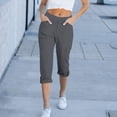thumbnail image 4 of TYGHBN Women with Pockets Comfy Hiking Cargo Pants Trendy Summer Casual Straight Leg Elastic Waist Pants Soft Sweatpants Petite Pants for Women Casual Straight Leg Dress Pants for Women Business, 4 of 6