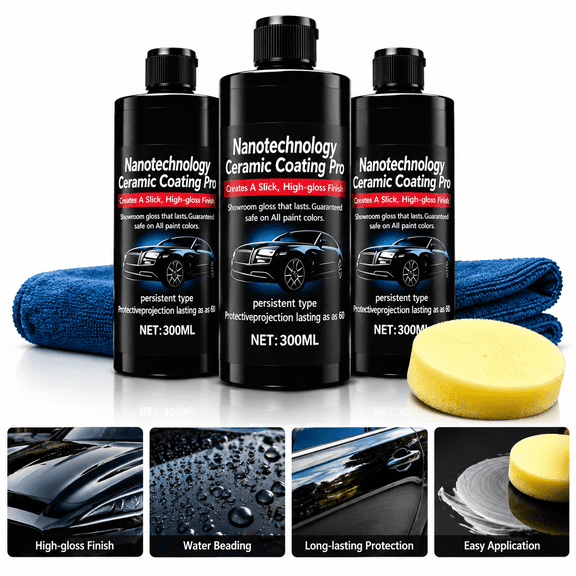 Liquid Ceramic Coating Pro 300ml Black Bottle Nanotechnology Car Paint Sealant for High Gloss Shine Detailing