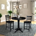 thumbnail image 3 of 36" Round Solid Wood Counter Height Extension Table in Black & 2 Stools, 3 of 6