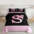 thumbnail image 2 of jejeloiu Pink Letter S Twin Comforter Sets,Cartoon Bow Bowtie Bedding Set For Girls Kids Reversible 2 Pieces, 2 of 8