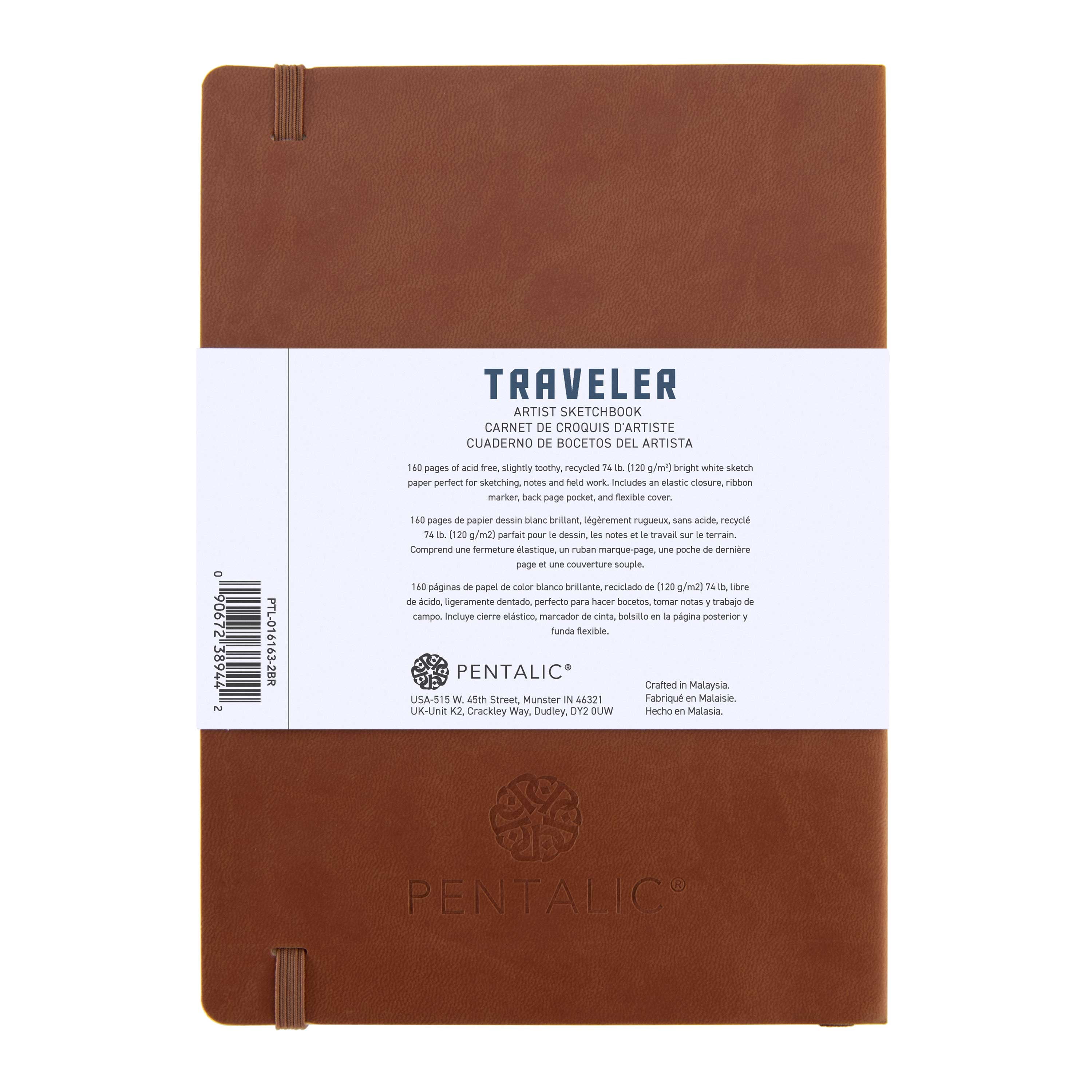 Pentalic Recycled Traveler's Sketchbook - 8-1/4 inch x 5-7/8 inch, Metallic Silver