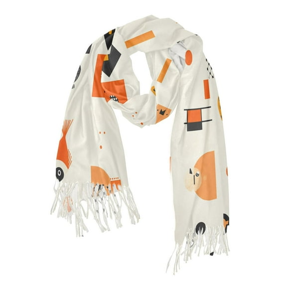 FORMRS Womens Scarf Winter Soft Long Big Warm Shawls Wrap Tassel Scarves, Minimalist Geometric Pattern