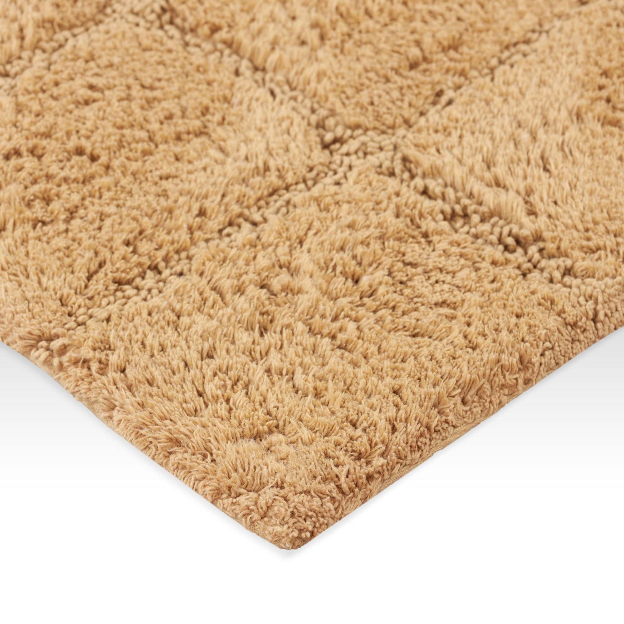 Superior Checkered Cotton Washable Non-Slip Bath Rug, Runner Size, Toast