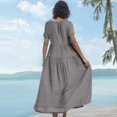 thumbnail image 5 of WTOBBY Women's Summer Dress Casual Loose Long Beach Vacation Dresses Short Sleeve Solid Color, Easy and Breezy for Daily Wear,Gray S, 5 of 5