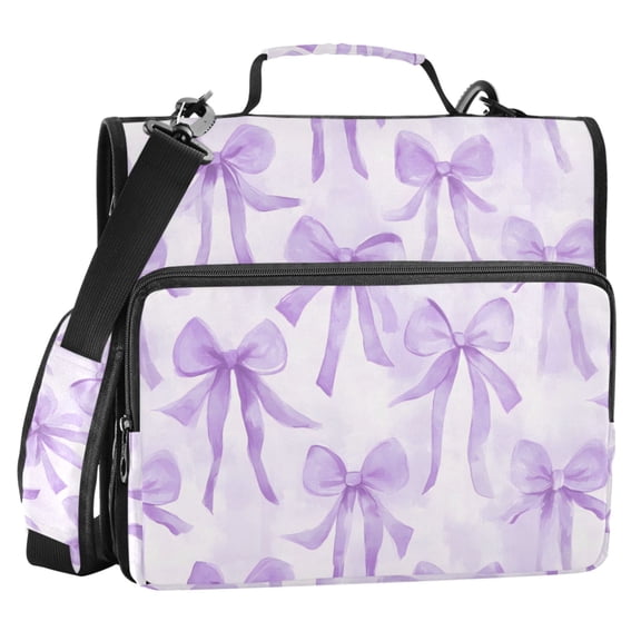 ALAZA Zipper Binder Watercolor Bow Purple 2 in 3 Ring Trapper Keeper 500 Sheet Capacity File Folder Organizer Bag