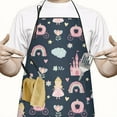 thumbnail image 2 of Dark Blue Princess Castle Pattern Apron-Garden Aprons for Women with Pockets-Cotton Linen Waterproof Kitchen Cooking Gardening Aprons Adjustable for Kitchen,Cooking,BBQ and Salon 33x27 Inch, 2 of 7
