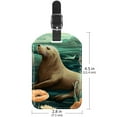 thumbnail image 6 of Square 2Pack PU Leather Sea Lion Cruise Luggage Tag with Privacy Cover and Name ID Tag for Travel Handbags Backpacks Luggage Tags, 6 of 6