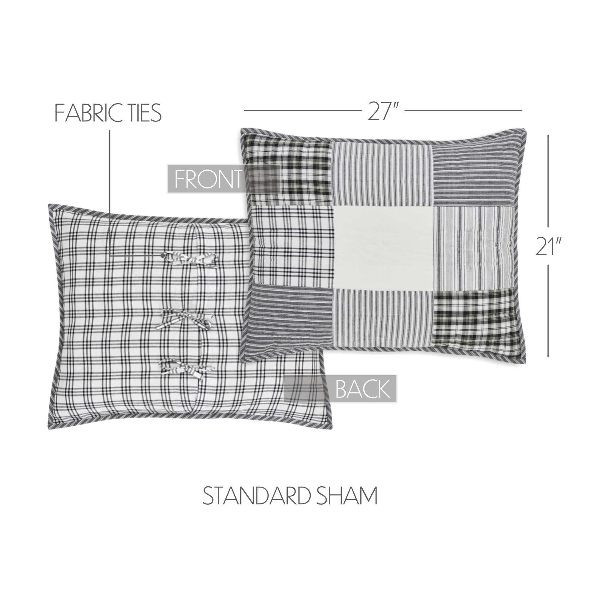 VHC Brands Sawyer Mill Black 5 Piece Queen Quilt Set (1 Queen Quilt, 2 Standard Shams, 2 Standard Pillowcase)