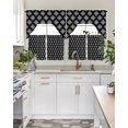 thumbnail image 4 of Black Boho Geometric Swag Curtains for Living Room/Bedroom Windows, Retro Simple Ethnic Abstract Motifs Kitchen Curtains and Valances Set 36 Inch Length, Light Filtering Swags Valance Curtain Panels, 4 of 5