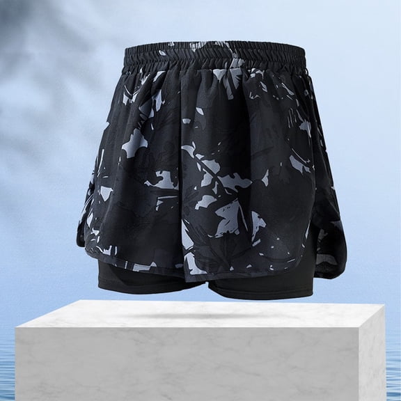 Vetsdori Board Shorts Swim Trunks for Men Lining 2 in 1 Swimwear Casual Elastic Waist,Summer Hawaiian Holiday Mens Swim Shorts,XXL