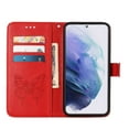 thumbnail image 6 of SaniMore Case for Samsung Galaxy S23 Plus (6.6" 2023), PU Leather Skin with Luxury Embossed Butterfly [Wrist Strap & Card Slots & Flip Kickstand] ull-body Shockproof Business Wallet Cover, Red, 6 of 10