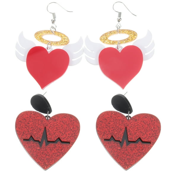 BRIGHTFUFU 2 pares Pendientes en forma de corazón Pendientes Declaraciones de aretes Heart Dangle Regalos Accesorios para mujeres