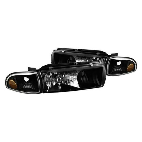Black Euro Headlights with Corner Lights for 1991-1996 Chevy Impala & Caprice