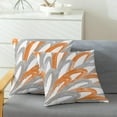 thumbnail image 5 of Throw Pillow Cases Pack of 2 Cozy Fleece Two-Tone Abstract Feather Decorative Cushion Covers for Couch Bed Sofa Farmhouse Decoration 20 X 20 Inches Orange Grey, 5 of 6