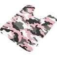 thumbnail image 5 of Dreamtimes Pink Black Camouflage Camo Military Bath Mat for Bathroom Shower U Shape Toilet Rugs Contour Carpet Set, Fluffy Absorbent & Machine Washable, 2 Piece, 5 of 6