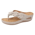thumbnail image 1 of DXOUPM Womens Sandals Platform Wedge Flip Flops with Floral Rhinestones Slip Sandals Going Out, 1 of 3
