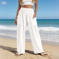 thumbnail image 2 of RUTAYY Women's Pants High Waist with Pocket Solid Color Casual Everyday Wear Breathable Loose Fit Relaxed Holiday Trousers, 2 of 7