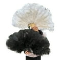 thumbnail image 6 of Ostrich Feather Fan 70cmx40cm Hand Held Fold Ostrich Feather Fan For Party Dance Show Performance, 6 of 7