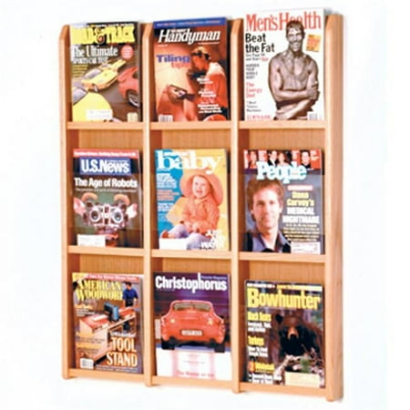 Wooden Mallet 9 Magazine Oak and Acrylic wall Display with Light Oak