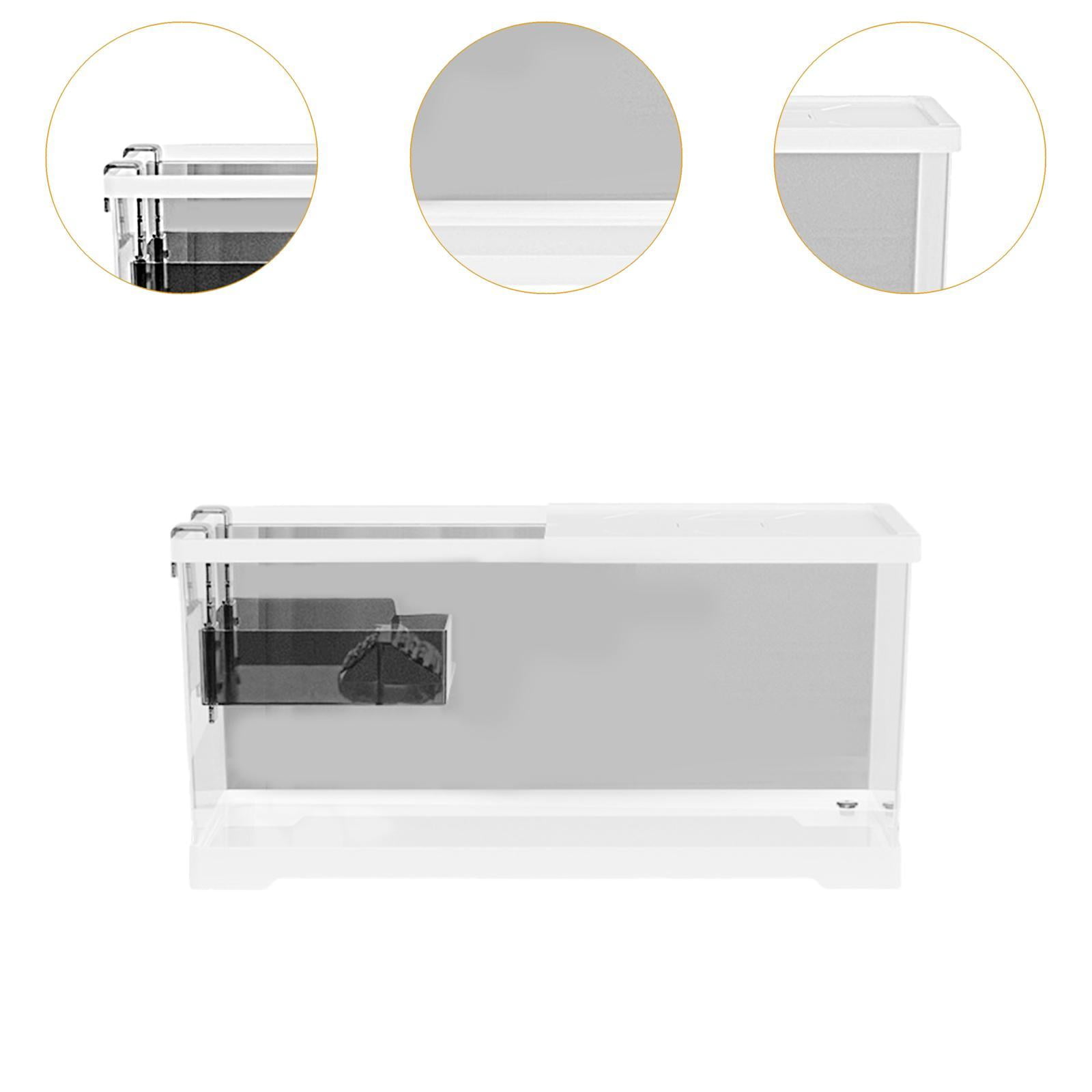 oshhni Turtle Tank Aquarium Hideout Hatching Area Feeding Box with Basking M w and Lid White