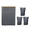 thumbnail image 1 of yeacher Panier à Linge Pliable de 160 L avec 3 Sacs Intérieurs, Tissu Oxford et Tissu en Bambou, Imperméable et Résistant à l'Humidité, Conception à Couvercle Rabattable, Options Gris/noir, 75x57x37 cm, 1 of 6