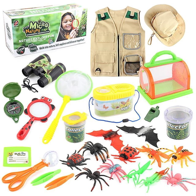 Outdoor Explorer Set Bug Catcher Kit para niños Kits de exploración de la naturaleza con binoculares, lupa, brújula Feliz Sencillez