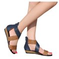thumbnail image 1 of Zapatos de tacón de cuña tejido para mujer, sandalias con cremallera, sandalias de playa informales, zapatos romanos Wmkox8yii sa1207, 1 of 2