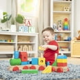 thumbnail image 3 of Melissa & Doug Wooden Jumbo Stacking Train – 4-Color Classic Wooden Toddler Toy (17 pcs), 3 of 10