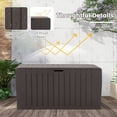 thumbnail image 4 of 75GAL Outdoor Storage Box, Seizeen Deck Box for Outside, Storage Bench w/Wheels & Padlock, All-weather Waterproof Patio Storage Container for Cushions, as Seat Max 250LBS, Espresso, 4 of 9