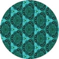 thumbnail image 1 of Ahgly Tapis Rond Lavable en Machine Intérieur Transitionnel Turquoise Foncé Vert, 7 Pieds Rond, 1 of 7