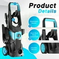 thumbnail image 6 of TEBRU Electric Pressure Washer, 3000PSI Max 2.4 GPM Power Washer with 32 ft Hose, 4 Quick Connect Nozzles, Foam Cannon, Suitable for Clean Cars, Patios, Driveways, Fences, Pool, 6 of 11