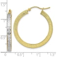 thumbnail image 4 of 14K Yellow Gold w/White Rhodium Polished Satin Diamond-cut Hoop Earrings - 32.19mm, 4 of 6