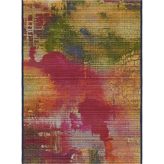 Unique Loom Outdoor Modern Watercolors Rug 2' 2 x 3' Rectangle Multi/Beige