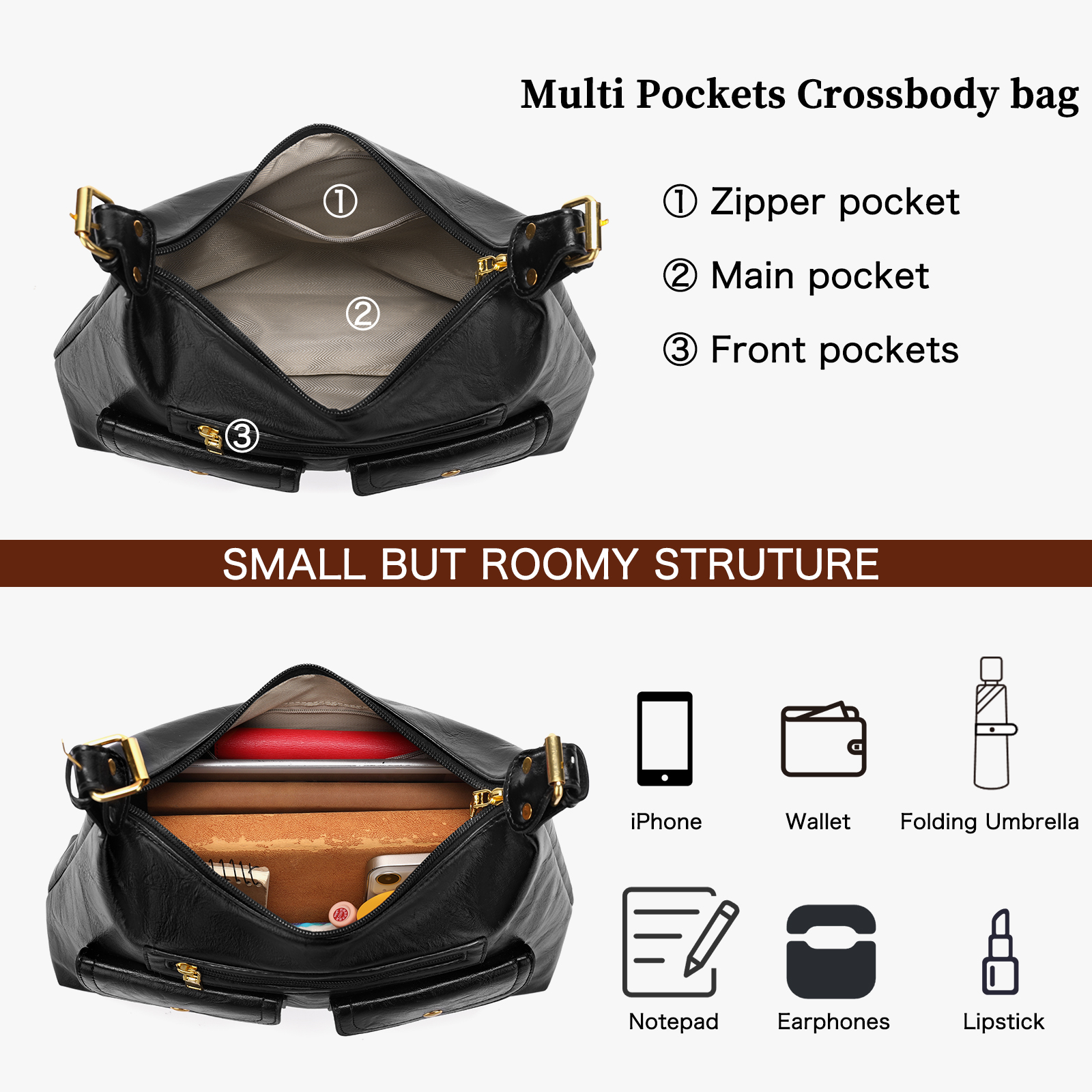 GOIACII Shoulder Bag for Women, Vegan Leather Hobo Bag, Trendy Handbags with Adjustable Strap