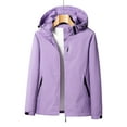 thumbnail image 5 of Tuphregyow Women's Loose Oversized Thicken Windbreaker Outdoor Leisure Drawstring Hooded Outerwear Solid Long Sleeve with Pockets Hiking Blazer Lightweight Zip Down Stretchy Purple XXXL, 5 of 5