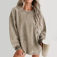 thumbnail image 2 of TYGHBN European and Casual Style Oversize Solid Color Threaded Knitted Long Sleeved Sweatshirt for Women Women's Shirts Summer Womens Summer Tops Loose Fit Long Sleeve Polyester Shirt Women Stripped, 2 of 5