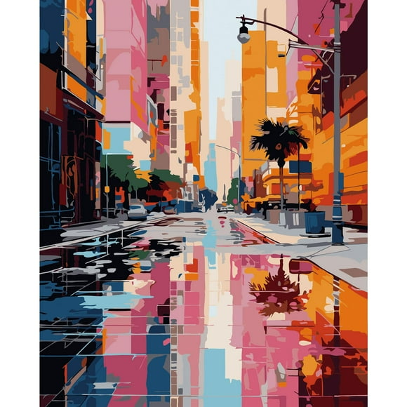 Urban Artistry Adult Paint by Number Kit - Street Scene Edition | Complete Canvas Set with Brushes | Create Stunning Landscape Paintings for Home Decor | 16 x 20 Inch