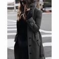 thumbnail image 2 of Autumn Winter Woolen Coat Women's Slim Fit Cardigan Large Coat Women Long Sleeve Single Breasted Stand Collar Woolen Coat, 2 of 4