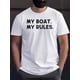 thumbnail image 1 of [MY BOAT MY RULES Tee] Casual MY BOAT MY RULES Print T Shirt - Short Sleeve Tees For Men Summer, 1 of 4