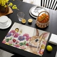 thumbnail image 3 of Easter Bunny Placemats Set of 4, Spring Colorful Daisy Flowers Rabbit Vintage Placemats for Dining Table, Place Mats for Kitchen Tabletop, Waterproof Wipeable Dining Table Mats Set, 3 of 9